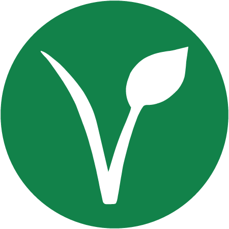 Round Vegan V with Plant Seed (Dark Green)