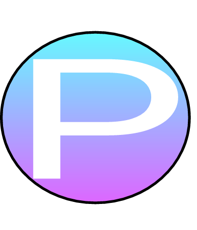 Letter P White Light Cyan Light Purple