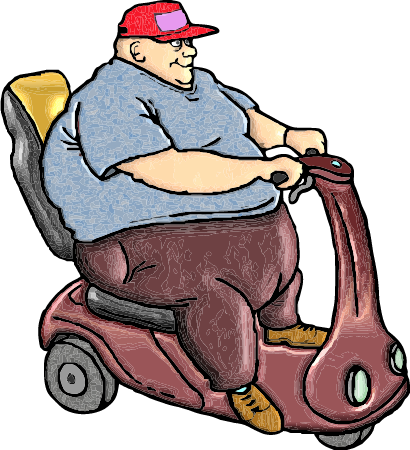Large White Man on Scooter