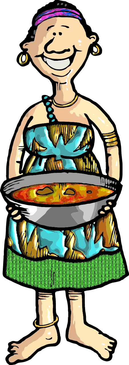 African Woman Cook with Traditional Dish