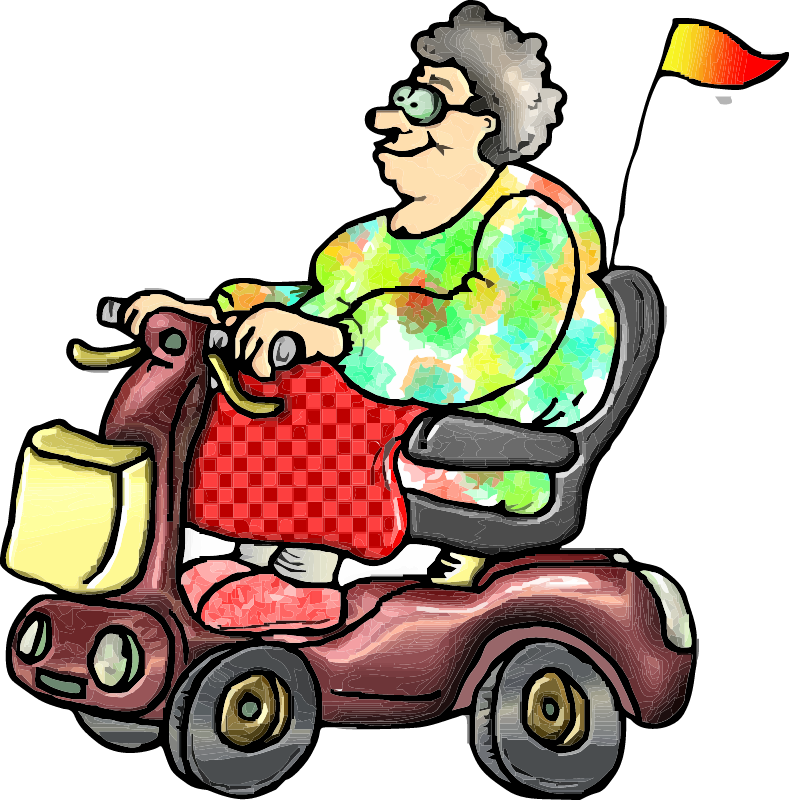 Lady on Mobility Scooter (Cartoon)