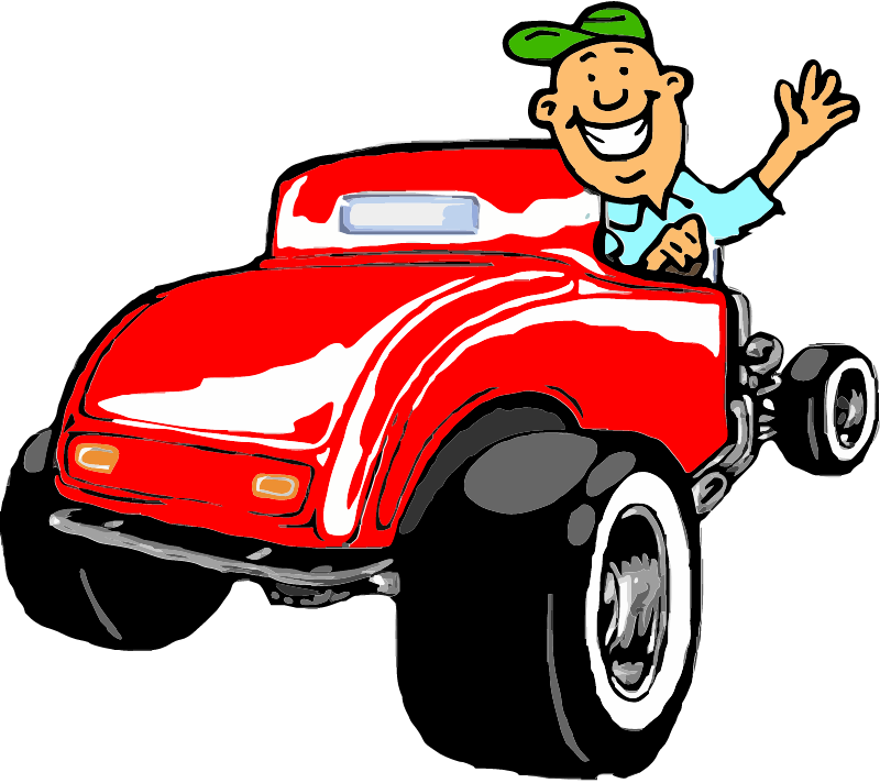 Vintage Car with Cartoon Character