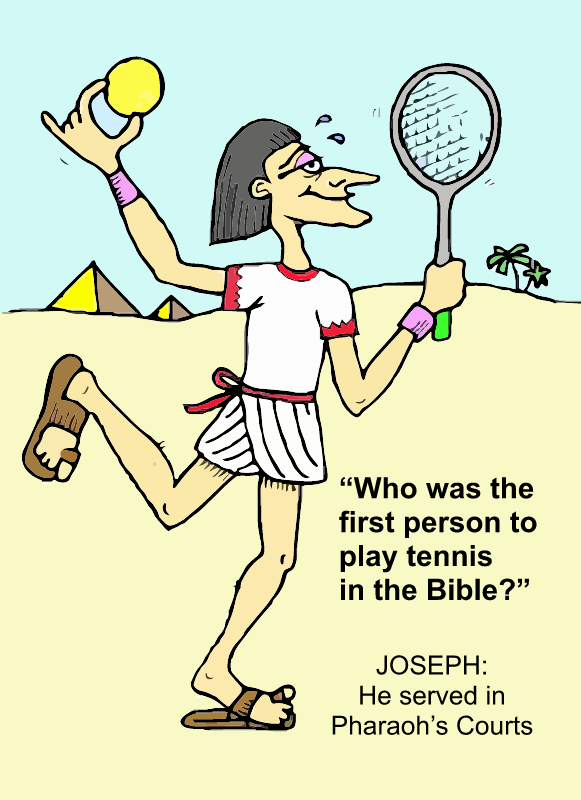 Joseph Playing Tennis (Bible Cartoon)