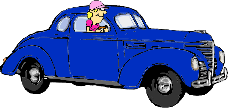 Vintage Car with Woman Driving