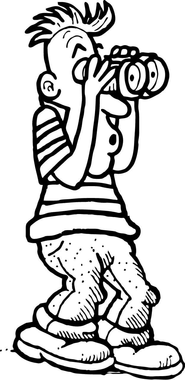 Man with Binoculars Cartoon