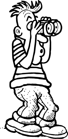 Man with Binoculars Cartoon
