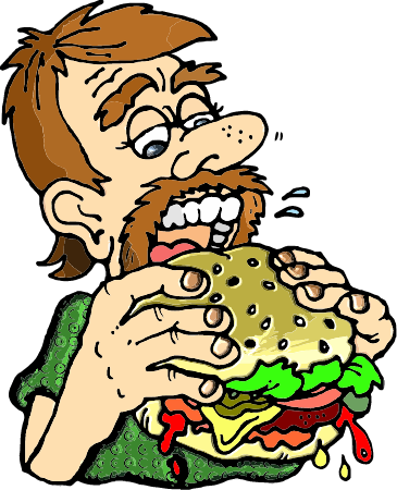Bearded Man Eating Burger