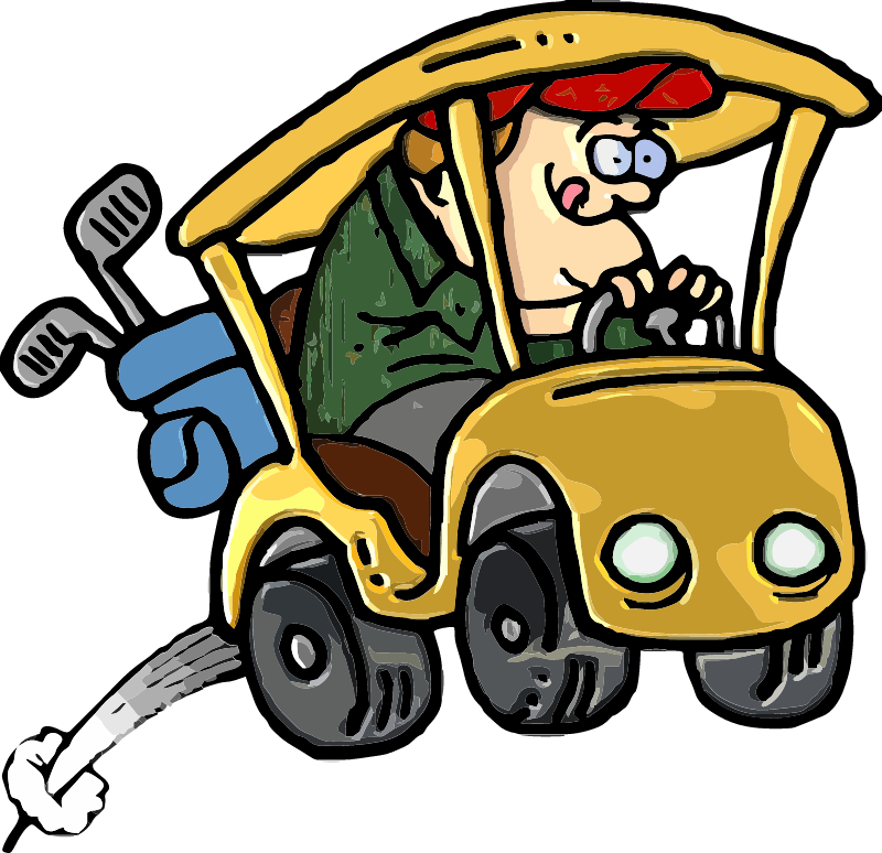 Man Riding Fast Golf Cart