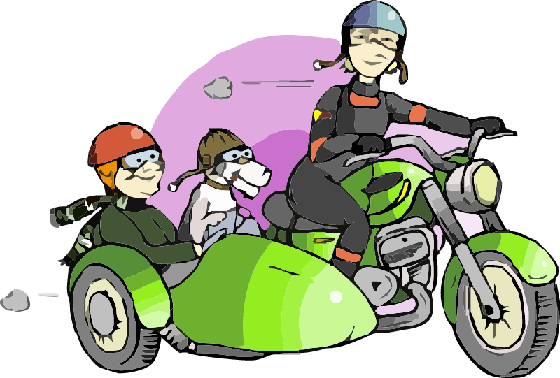 Couple on Motorbike with Sidecar and Dog