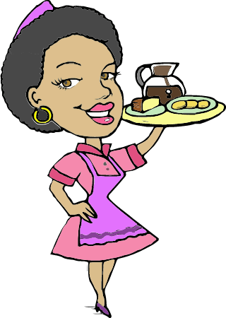 Black Waitress with Tray