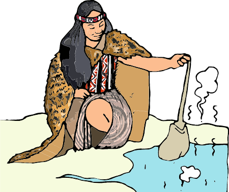 Maori Girl Cooking in Rotorua