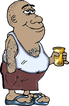 Maori Man Enjoying Beer