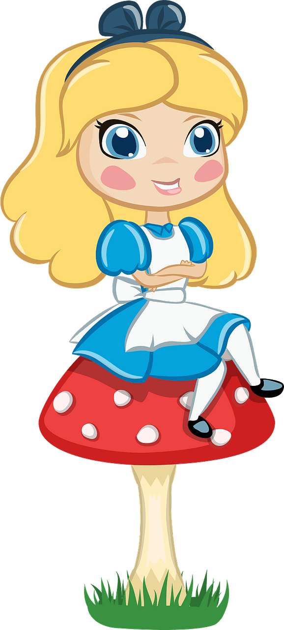 Alice sitting on mushroom