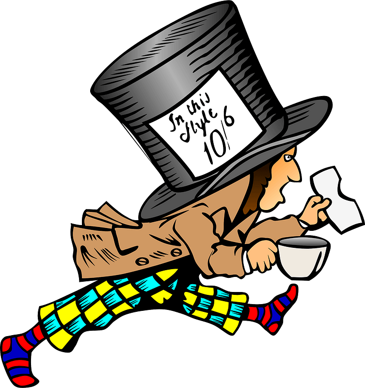 Mad Hatter with label on hat