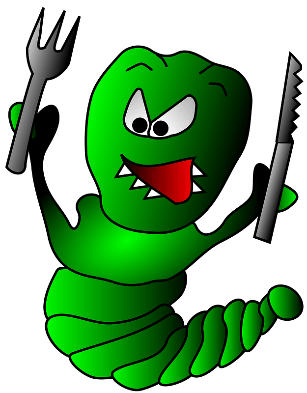 Caterpillar with knife and fork
