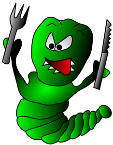 Caterpillar with knife and fork