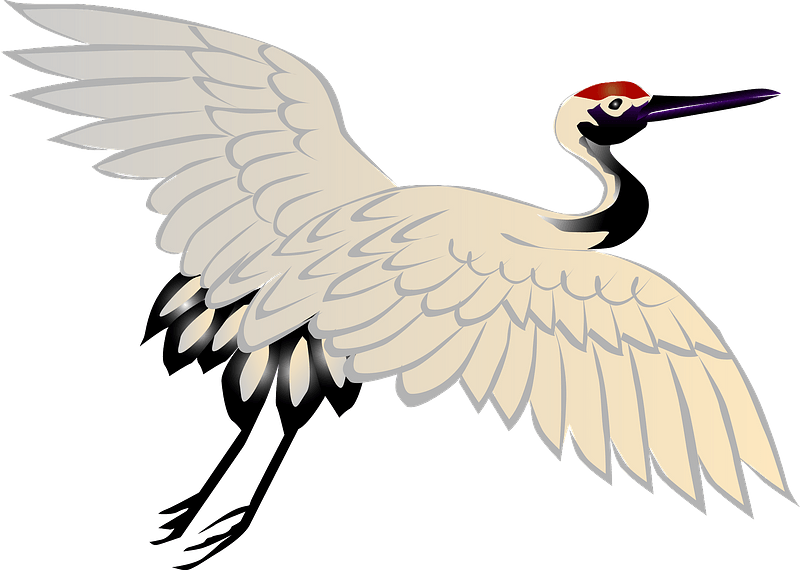 Red crowned crane bird - Free vector clipart images on creazilla.com