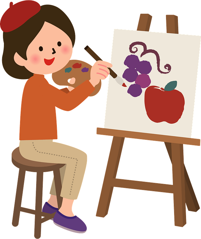 Woman painting at an easel
