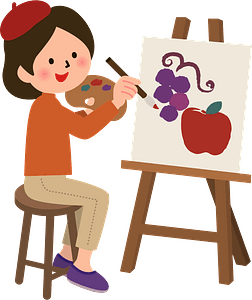 Woman painting at an easel