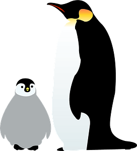 Emperor penguin and chick