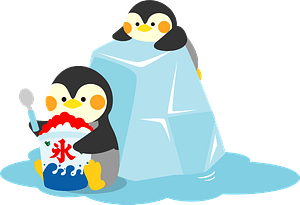 Penguins play on ice