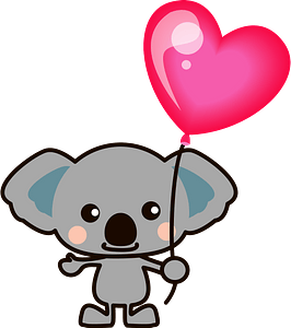 Koala holding a balloon