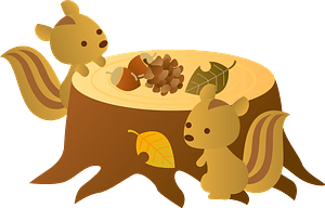 Squirrels on a stump