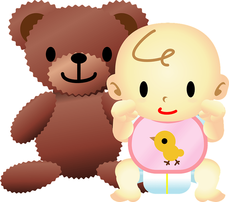 Stuffed bear and baby