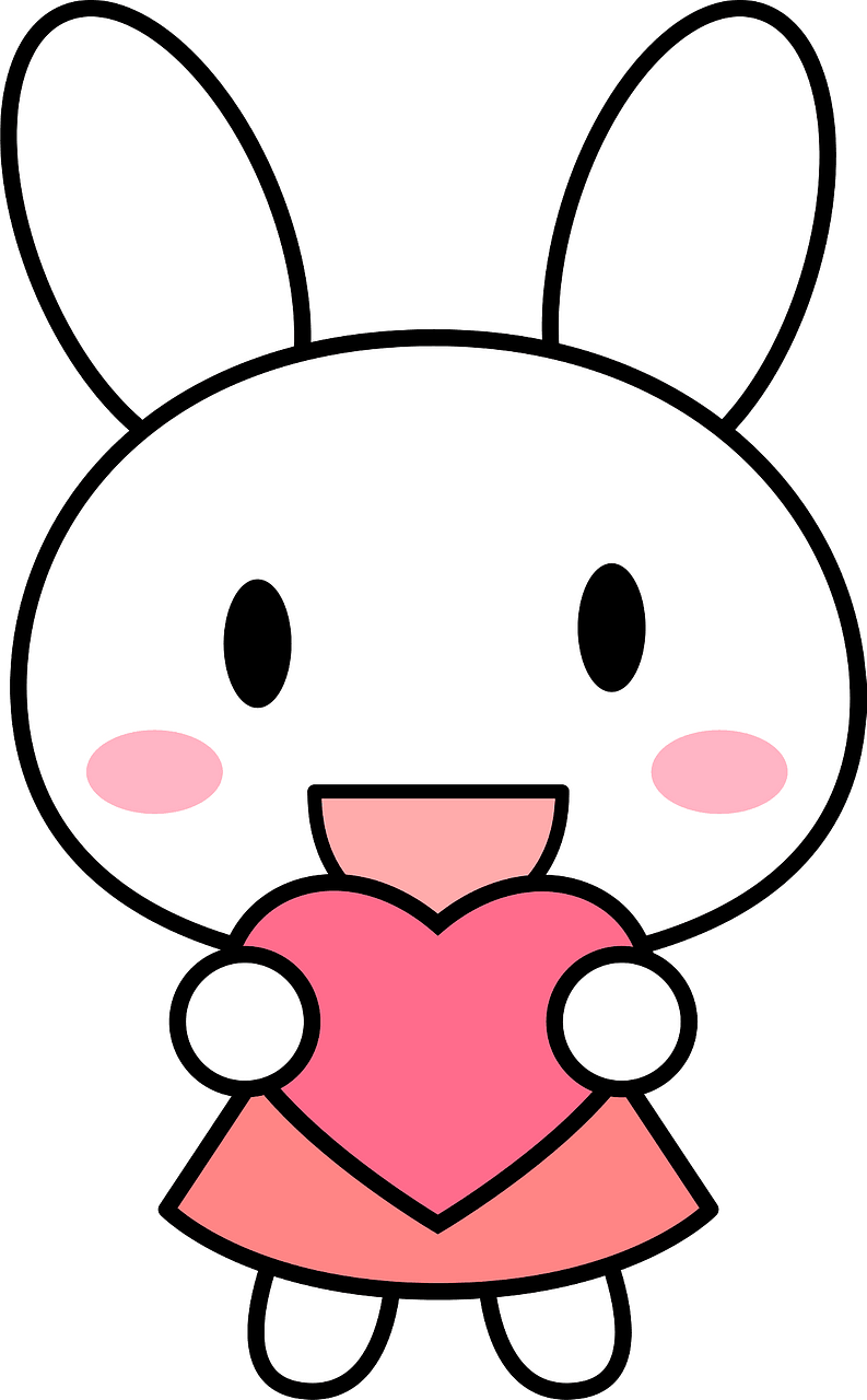 Rabbit is holding a pink heart