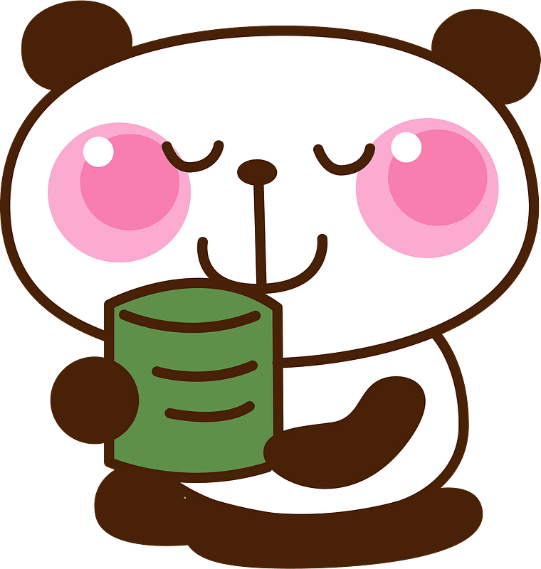 Giant panda drinking tea