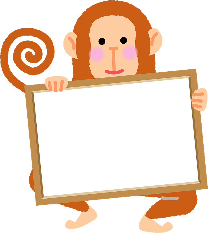 Monkey holding a blank message board