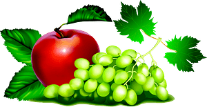 Red apple and green grapes