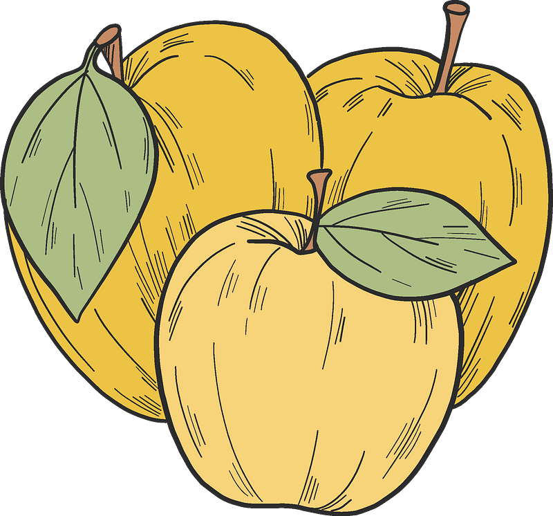Three yellow apples