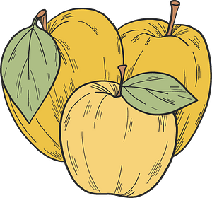Three yellow apples