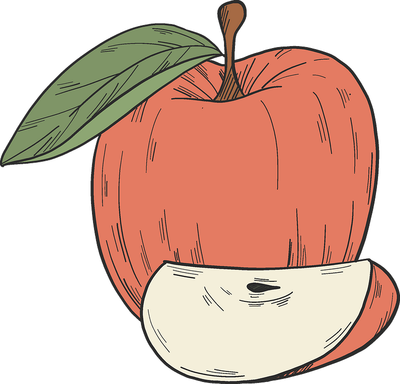 Red apple and slice