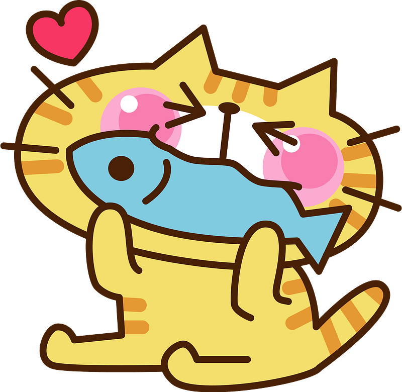 Yellow Cat Is eating fish