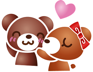 Bear couple is kissing
