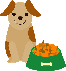 Dog and Dog Food Dish