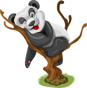 Giant Panda Resting in a Tiny Tree