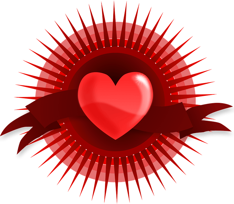 Heart with rays and banner