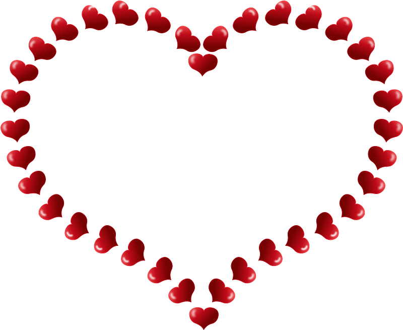 Red heart shaped border with little hearts