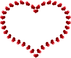 Red heart shaped border with little hearts