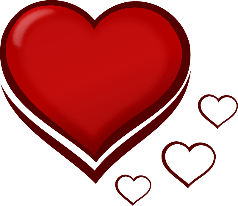 Red stylised heart with smaller hearts