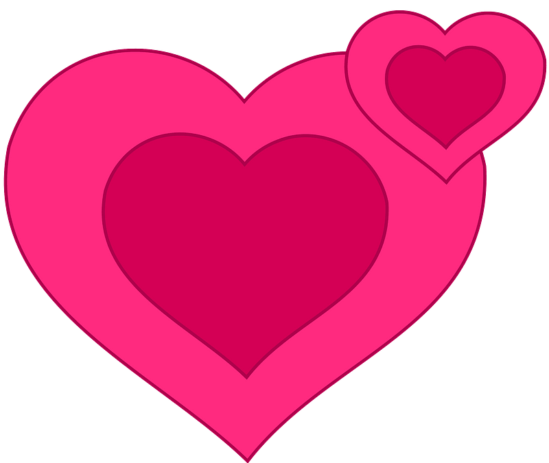 Two pink hearts together