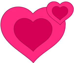 Two pink hearts together