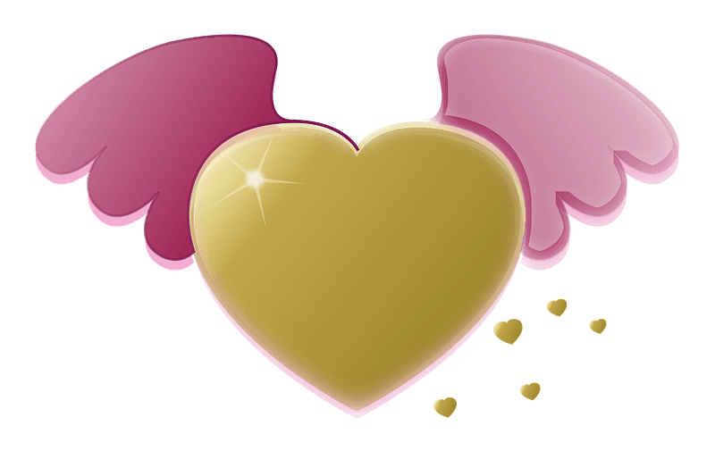 Gold heart with pink wings