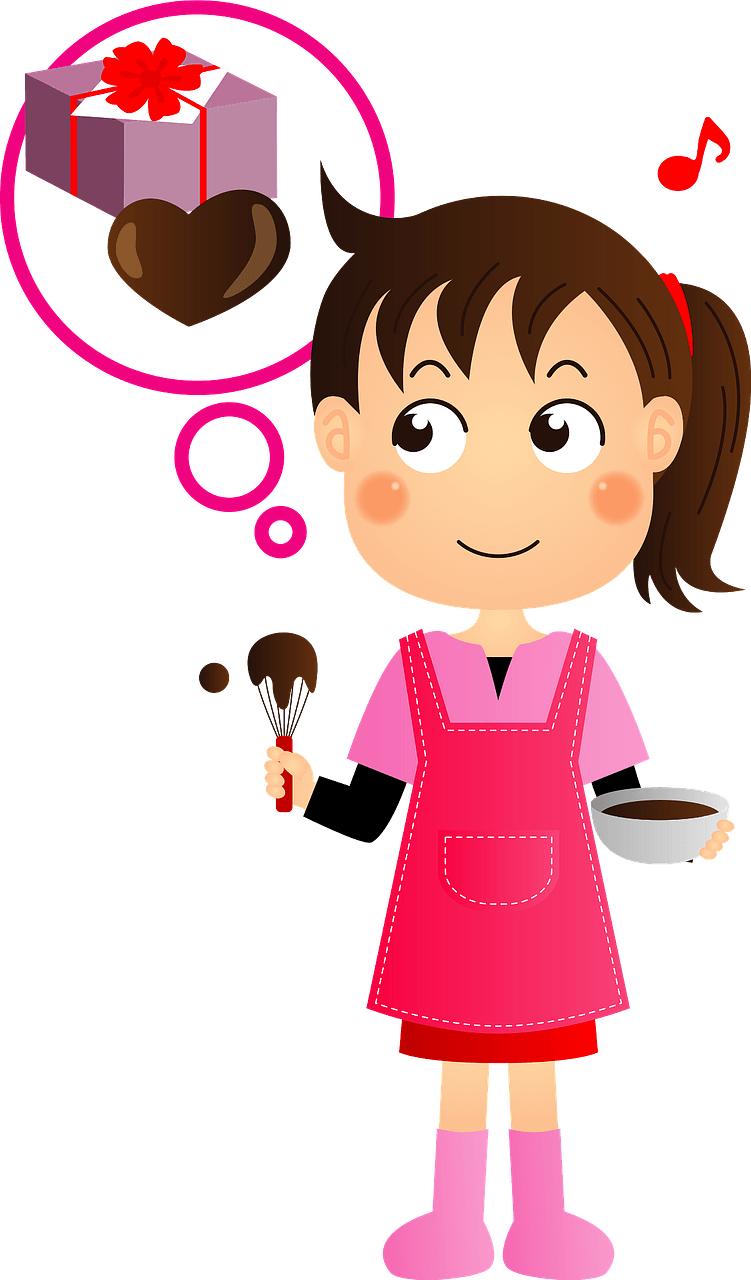 Valentine's Day girl making chocolate