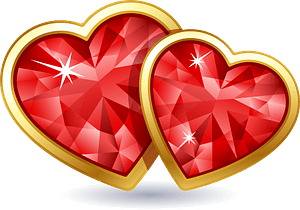  Two ruby hearts