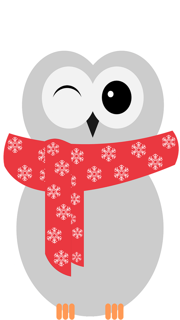 Winking Owl Wearing a Red Scarf
