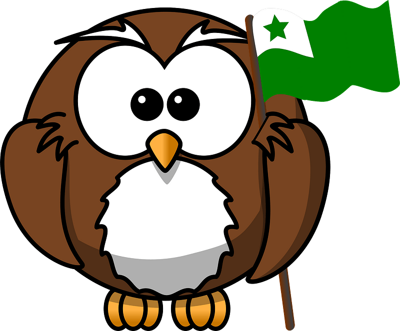 Owl with Esperanto flag